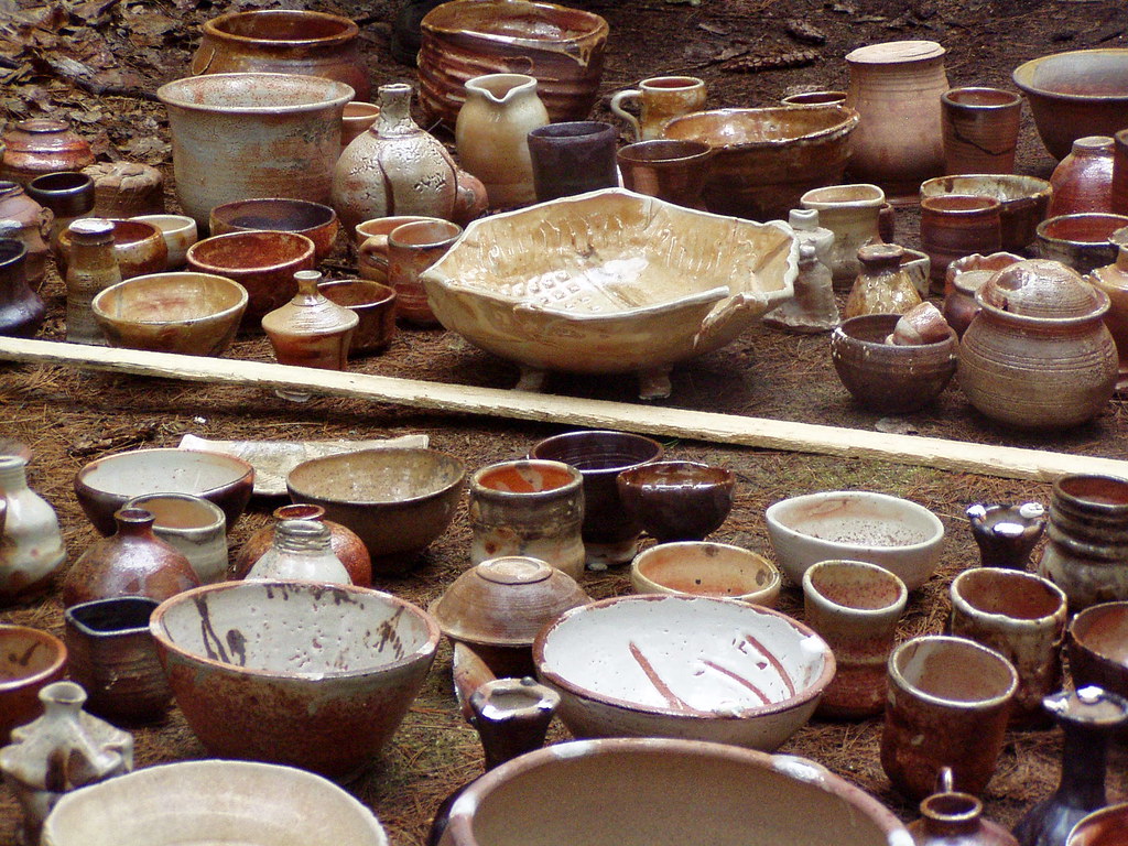 Finished ware unloaded from an Anagama kiln